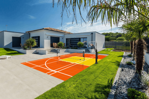 Terrain multisports basket et badminton 6x3,5m