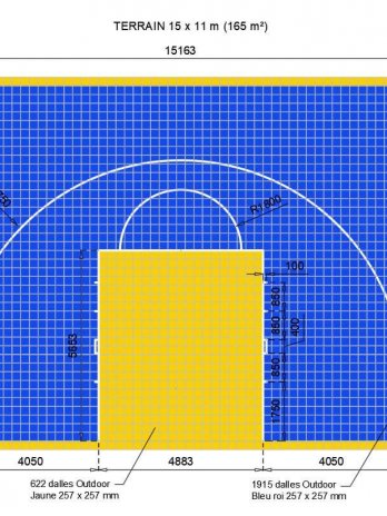 Terrain de Basketball intérieur 3vs3 15 x 11 M | Couleur(s) au choix