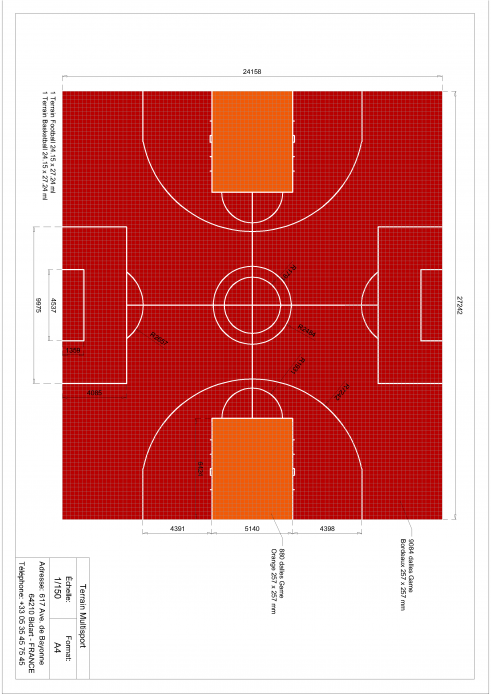 Plan terrain multisports basket et foot 24x27mm