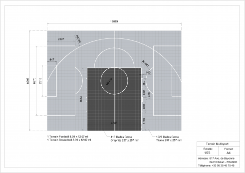 Plan terrain multisports basket et foot 9x12m